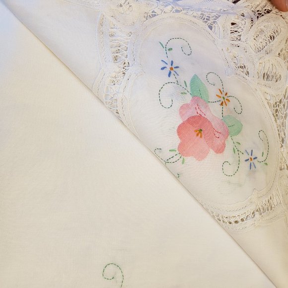 68x Tablecloth - Etsy 100% Cotton Floral Applique Tablecloth 68\